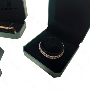 Boîte à bijoux en papier imitation cuir pour bague en or, <span class=keywords><strong>diamant</strong></span> et <span class=keywords><strong>perle</strong></span>, boîte de <span class=keywords><strong>rangement</strong></span> pour bague, vente en gros, boîte à bague simple en velours rose - Product Image 3