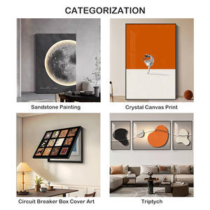 Orologio da Parete a LED Moderno Art Déco in Porcellana di Cristallo e Acrilico, Pittura Decorativa per Soggiorno Familiare, Natura Morta da Parete - Product Image 5