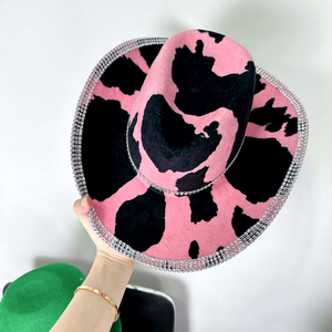 หมวกคาวบอยสีน้ำตาลประดับเลื่อมสีชมพูและคริสตัลสุดหรูจาก HLC เหมาะสำหรับคอสเพลย์ งานปาร์ตี้ธีมตะวันตก และตกแต่ง - Product Image 1