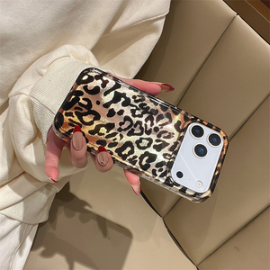 Funda transparente brillante con estampado de leopardo IMD dual para iPhone 17 16 15 14 Pro Max, cubierta trasera completa - Product Image 5