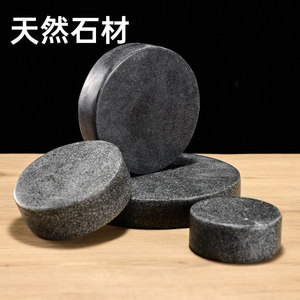 Natural Black Stone Blocks 10 Cm Round Durable Minimalist Design For Coasters Heat Insulating Decorations - Product Image 2