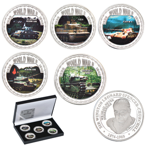 عملة تذكارية فضية بالجملة لدبابة الحرب العالمية، عملة تحدي معدنية لدبابة شيرمان تشيرشل للجمع - Product Image 1