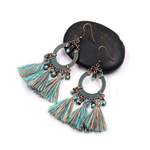 Bohemian Tassel <b>Drop</b> Earrings Alloy Antique <b>Bronze</b> Plated Women's Party Fashion Jewelry - Product Image 3