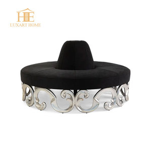 New French Design Round Luxury Black Velvet Waiting <strong>Sofa</strong> Leisure <strong>Sofa</strong> Chairs Sets <strong>Funky</strong> Furniture for Villa - Product Image 1