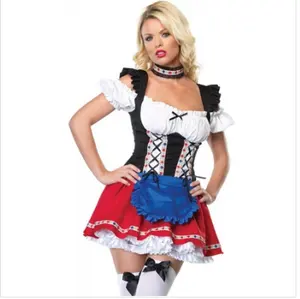 Blue Sexy Women Oktoberfest Dress Bavarian German Wench Waitress Serving Maid Costume Beer Girl Fancy Clothing