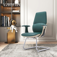 Fauteuil de direction confortable pour la maison, fauteuil de bureau inclinable avec cuir véritable, design moderne avec élévation pour une longue séance assise