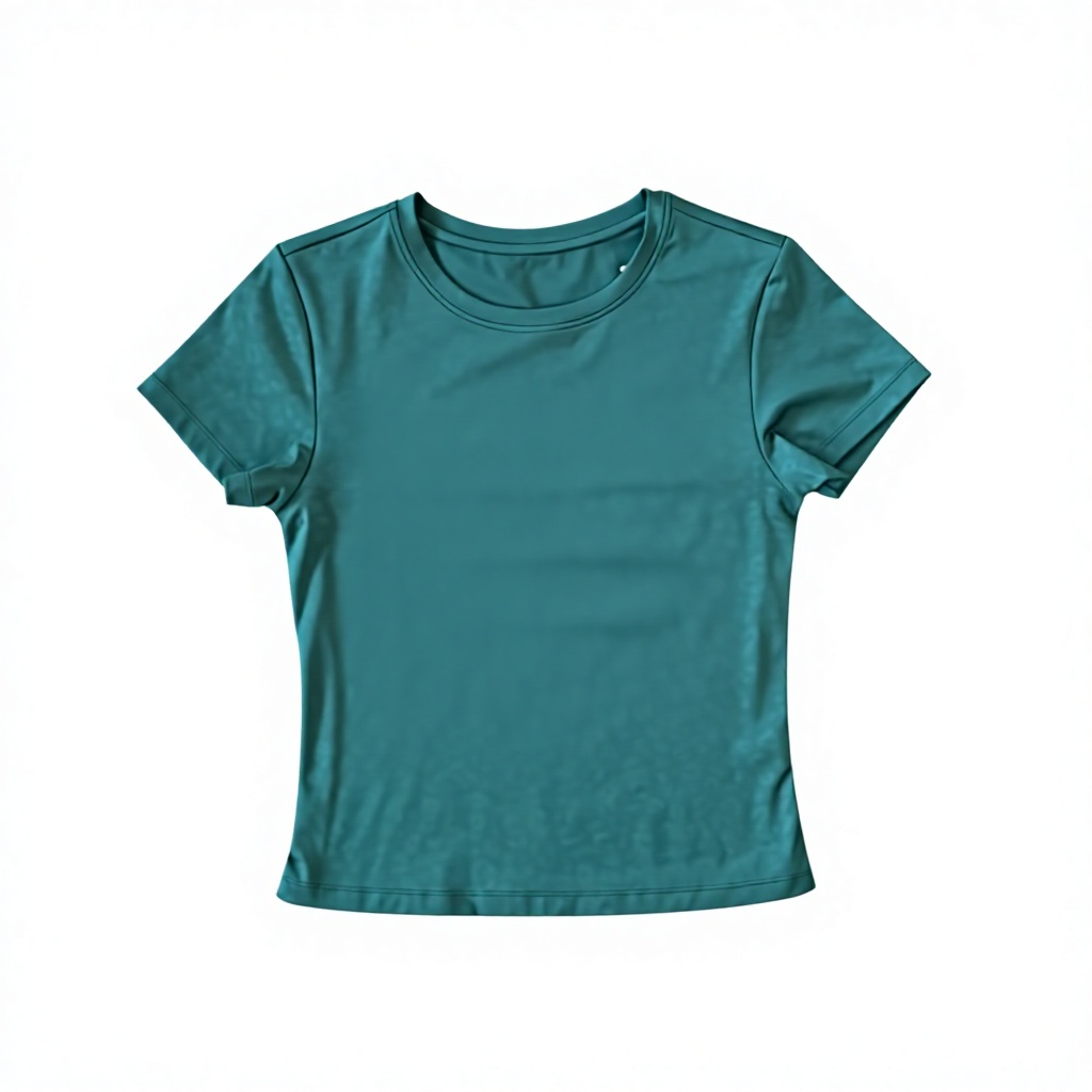 Women's Slim Fit Short-Sleeve Crew Neck T-Shirt, Basic Solid Color Crop Top for Yoga & Casual Wear