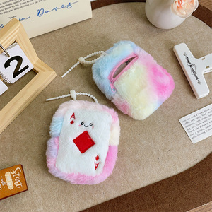Monedero de Peluche con Diseño de Cartas de Póker, Estilo Original, para Guardar Artículos Pequeños, Bolsa para Lápiz Labial para Niñas, Venta al Por Mayor - Product Image 3