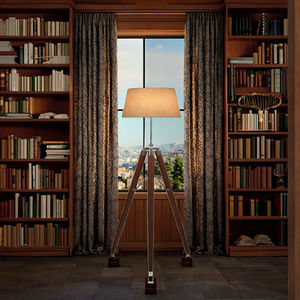 Lámpara de Pie Moderna de Madera de Pino con Altura Ajustable, Pantalla de Tela de Lino, Luz LED 2700K Blanco Cálido, 90 CRI para Oficina y Hotel - Product Image 3