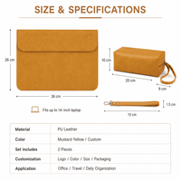 Juego de 2 Fundas para Portátil de Cuero PU Personalizadas con Bolsa de Accesorios con Cremallera, Juego de Fundas para Transportar Portátiles