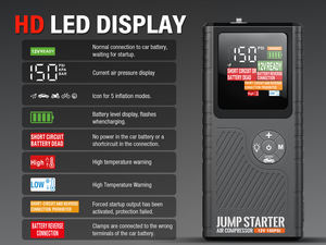 8000 נייד mah mah לקפוץ לרכב כוח אדם דיגיטלי משאבת אוויר dpsi עבור משאית ורכב צמיגי משאית ורכב - Product Image 6