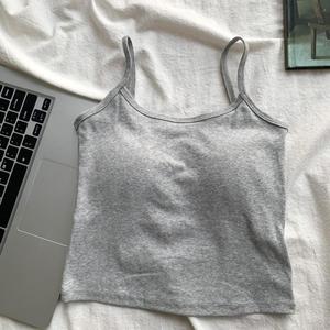 Débardeur court pour <span class=keywords><strong>femme</strong></span> à <span class=keywords><strong>col</strong></span> en <span class=keywords><strong>V</strong></span>, en coton élastique à séchage rapide, avec coussinet de poitrine intégré, sans manches, coupe ajustée - Product Image 4