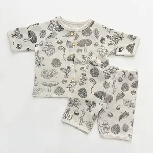 Детская одежда в скандинавском стиле, рубашка с коротким рукавом, велосипедные шорты, комплект детской одежды из 2 предметов для мальчиков и девочек
