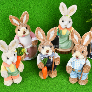 New Handmade Gift Product Artificial Animal Easter Decoration Handmade Straw Bunny <b>Toys</b> <b>for</b> Home Shop Decoration Easter Day - Product Image 4