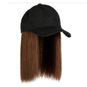 Casquette de baseball tendance avec perruque longue et droite pour femme, chapeau en toile, options de couleurs noir, marron, blond, protection solaire estivale - Product Image 5