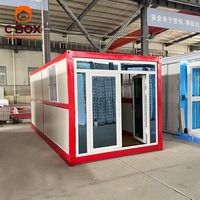 Cbox Maison Conteneur Modulaire Pliable avec Porte Vitrée à Cadre Rouge pour Bureau, Logement ou Site de Chantier