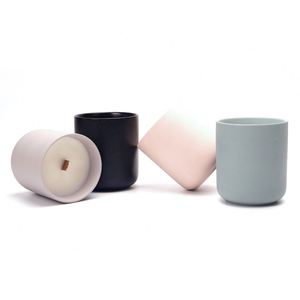 Ensemble de bougies parfumées en céramique minimaliste, cire de soja, aromathérapie, plantes florales, décoration d'intérieur, durée de combustion de 40 à 60 heures, forme cylindrique - Product Image 1