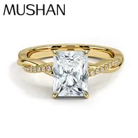 Bague en argent sterling 925 de la marque MuShan, avec un diamant moissanite rond, pour femmes, plaquée rhodium, bijoux brevetés MST