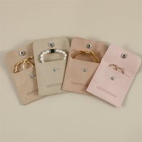 Kantong Perhiasan Mikrofiber dengan Kancing Tekan, Kantong Penyimpanan Perhiasan Anti Debu untuk Kalung, Cincin, Anting, Hadiah