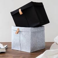 Boîtes de rangement pliables en feutre avec poignée, paniers rectangulaires tissés pour l'organisation de la maison et le rangement des courses
