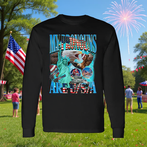 Mis pronombres son Usa, camiseta patriótica americana de manga larga con diseño del 4 de julio - Product Image 3