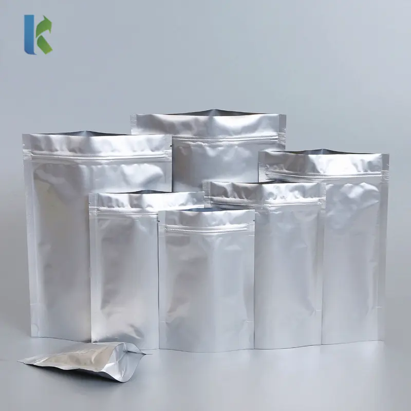 Plain plastic flat bottom 8 side seal pouch matt pure aluminum foil stand up side gusset mylar bag for food package