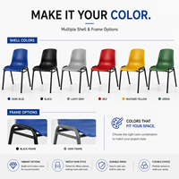 Chaise de formation empilable ergonomique et durable avec assise en PP et structure en acier pour salle de classe, bureau, réunion, conférence