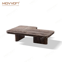Table basse en marbre beige poli, décoration d'intérieur personnalisée en pierre naturelle