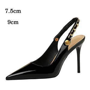 Chaussures élégantes et charmantes pour femmes, confortables, ajourées, avec chaîne métallique, respirantes, sans talon, idéales pour les soirées estivales - Product Image 1