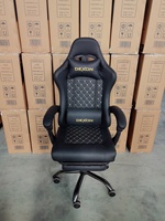 Chaise de Bureau et de Jeu Ergonomique de Luxe en Cuir Noir et Gris de Haute Qualité avec Soutien Lombaire Réglable