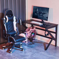 Nouveau modèle 2026 : Bureau gamer PC en forme de K anti-rayures avec éclairage LED, pieds métalliques, table de jeu en MDF, garantie 1 an