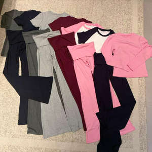 Set Legging Wanita Model Lipat dengan Celana Melebar dan Headband, Logo Custom, Kualitas Tinggi, Elastis, Pakaian Wanita 2 Potong, Set Santai - Product Image 2