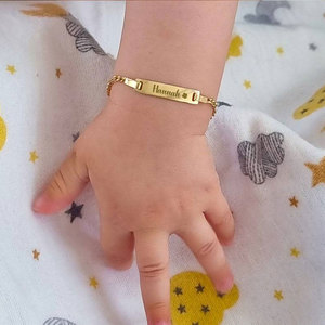 Linda Pulsera de Acero Inoxidable Ancha de Lujo Personalizada Antideslustre para Niños y Bebés, Grabable, de Alta Calidad - Product Image 1