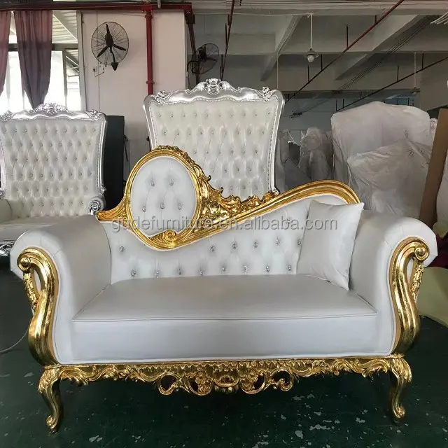 Silla de salón de pedicura de lujo, de fábrica, venta al por mayor y barata, trono de boda para uñas doradas
