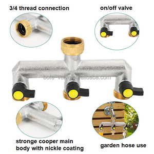Distributeur d'eau pour tuyau d'arrosage en laiton 3/4 po, 3 voies, 1 entrée 3 sorties, avec <span class=keywords><strong>vannes</strong></span> d'arrêt indépendantes - Product Image 4