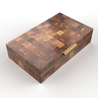 Boîte cadeau en bois à grain de bois écossais laqué brillant avec quincaillerie dorée, boîte de rangement pour bijoux ou thé avec logo personnalisé et certificat SABER