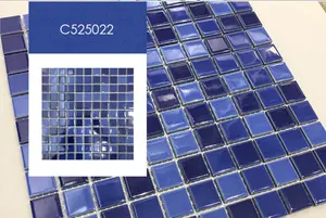 Design moderno antiscivolo piastrelle in ceramica blu mosaico 4mm 6mm spessore pietra di vetro per bagno piscina per Hotel decorazioni