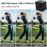 Cámara USB Industrial de 12MP, USB3.0, Gran Angular de 164 Grados, 4K 60fps, 1080P 230fps, Alta Velocidad, UVC, Plug and Play, Webcam para Múltiples Sistemas Operativos