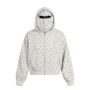 Felpa con Cappuccio Impermeabile con Zip e Stampa Floreale 100% Cotone per Uomo e Donna Vestibilità Ampia Invernale per Figure Piccole - Product Image 2