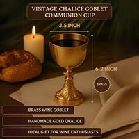 Calice en laiton doré fait main Maximus Vintage 6,5 pouces, coupe de communion 230 ml, verre à vin, décoration de table pour mariage