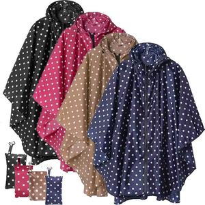 Poncho Impermeable Personalizado con Diseño de Puntos para <span class=keywords><strong>Mujer</strong></span>, Tafetán de Poliéster con Revestimiento de PU, Plegable con Cremallera, Impermeable para Ciclismo y Festivales - Product Image 1