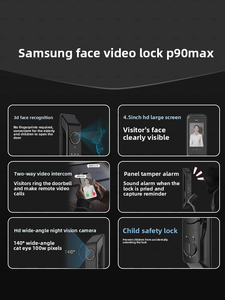 Serrure intelligente SamsungSmart Home P90MAX : reconnaissance faciale 3D, sonnette vidéo intégrée, grand écran, serrure à empreintes digitales pour la maison - Product Image 3