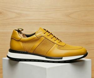 Chaussures habillées grises en cuir pour hommes avec empiècements en maille, à lacets, bout rond, respirantes, pour le bureau, décontractées, pour la marche, semelle intermédiaire en EVA, semelle extérieure en caoutchouc - Product Image 3