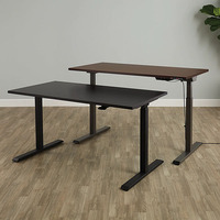 Bureau d'ordinateur réglable en hauteur avec vérin pneumatique, bureau ergonomique personnalisé pour position assise ou debout, design moderne en bois noir