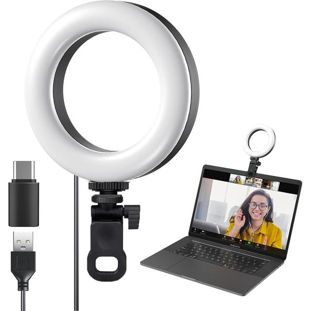 Mini Ring Light for Selfie Live Streaming Portable Rechargeable LED Adjustable Color Temperature (2500-7000K) ABS Material 1