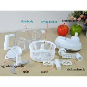 1 cái đa chức năng hướng dẫn sử dụng rau Chopper cắt và Salad Spinner với trứng trắng tách lưỡi trộn cho dụng cụ nhà bếp