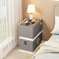 Table de chevet flottante étroite intelligente, moderne, de luxe léger, avec tiroir verrouillable et chargeur sans fil, mobilier de chambre