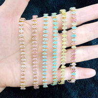 CH-LHB1488 Trendiges Candy-Color CZ Tennis-Armband Großhandel Vergoldetes Farbiges CZ Charm-Link Damen Tennis-Uhrenarmband Großhandel