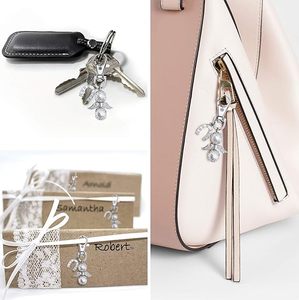 Bomboniere con Portachiavi a Forma di <span class=keywords><strong>Angelo</strong></span>, Etichette di Ringraziamento e Sacchetti in Organza Bianca per Baby Shower, Matrimoni e Feste di <span class=keywords><strong>Compleanno</strong></span> - Product Image 5