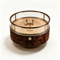 Table de présentation de luxe pour montres et bijoux en bois de burl et marbre |   Vitrine en verre combinée haut de gamme pour boutique